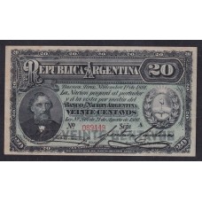 ARGENTINA COL. 030 BILLETE DE $ 0,20 FRACCIONARIO AÑO 1890 SIN CIRCULAR ES UNA NUMERACION MAS BAJA QUE LA CONSIGNADA EN EL CATALOGO MUY RARO